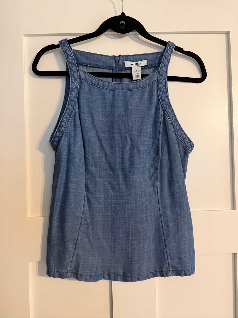 White House Black Market Light Blue Chambray Tank Top.